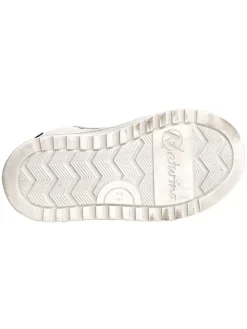 Leder-Sneakers in Weiß/ Gold