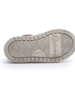 Leder-Sneakers in Weiß/ Gold