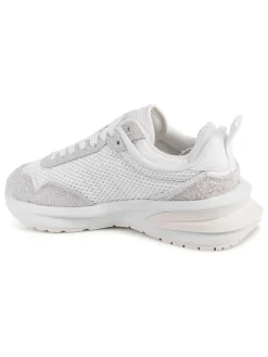 Leder-Sneakers in Weiß/ Grau