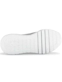 Leder-Sneakers in Weiß/ Grau/ Silber