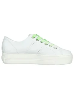 Leder-Sneakers in Weiß/ Grün