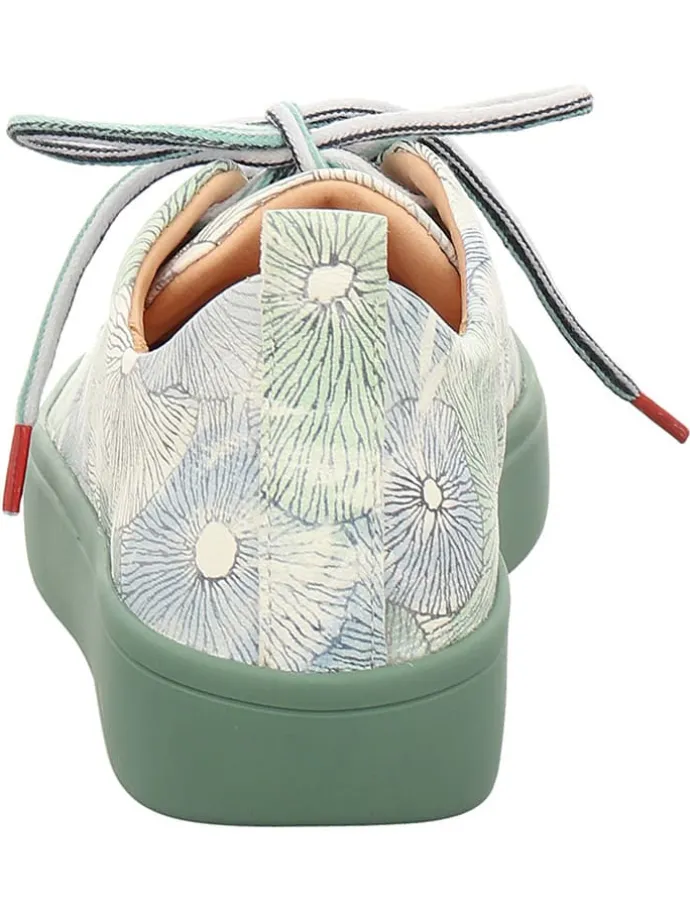 Leder-Sneakers in Weiß/ Grün/ Bunt