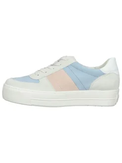Leder-Sneakers in Weiß/ Hellblau/ Rosa