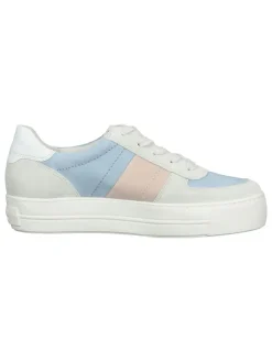 Leder-Sneakers in Weiß/ Hellblau/ Rosa