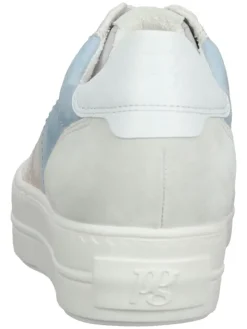 Leder-Sneakers in Weiß/ Hellblau/ Rosa