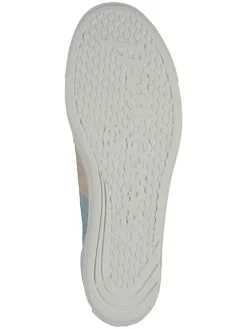 Leder-Sneakers in Weiß/ Hellblau/ Rosa