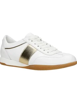 Leder-Sneakers in Weiß/ Hellbraun