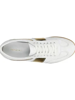 Leder-Sneakers in Weiß/ Hellbraun