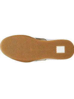 Leder-Sneakers in Weiß/ Hellbraun