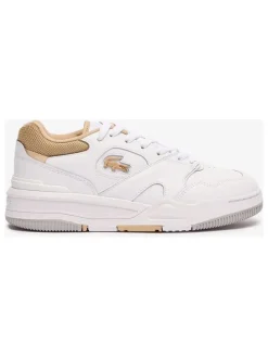 Leder-Sneakers in Weiß/ Orange