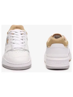 Leder-Sneakers in Weiß/ Orange