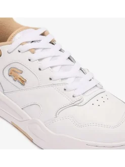 Leder-Sneakers in Weiß/ Orange