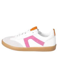 Leder-Sneakers in Weiß/ Pink