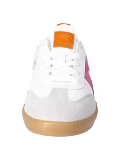 Leder-Sneakers in Weiß/ Pink