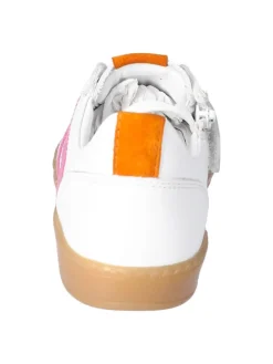 Leder-Sneakers in Weiß/ Pink