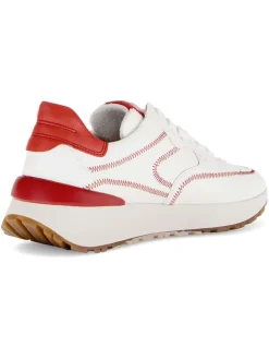 Leder-Sneakers in Weiß/ Rot