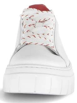 Leder-Sneakers in Weiß/ Rot