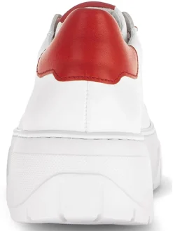 Leder-Sneakers in Weiß/ Rot