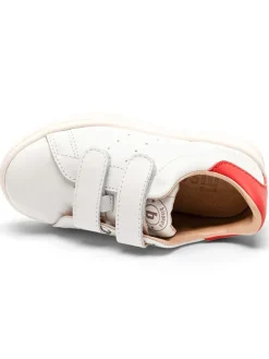 Leder-Sneakers in Weiß/ Rot