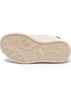 Leder-Sneakers in Weiß/ Rot