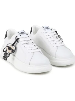 Leder-Sneakers in Weiß/ Schwarz