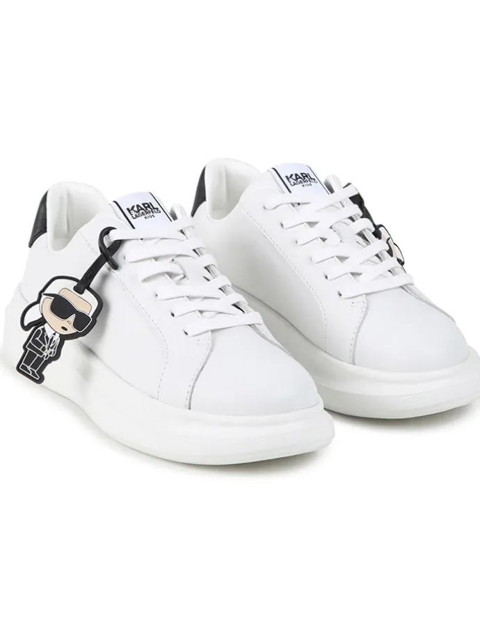 Leder-Sneakers in Weiß/ Schwarz