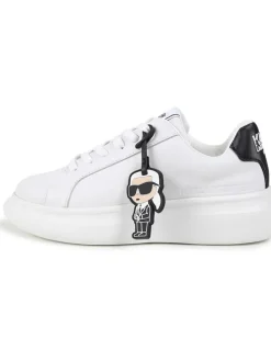 Leder-Sneakers in Weiß/ Schwarz