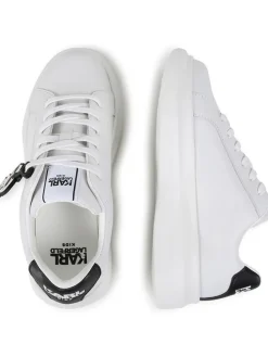 Leder-Sneakers in Weiß/ Schwarz