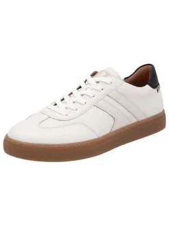 Leder-Sneakers in Weiß/ Schwarz