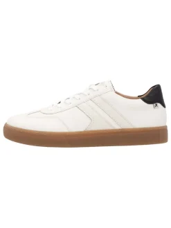 Leder-Sneakers in Weiß/ Schwarz