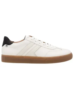 Leder-Sneakers in Weiß/ Schwarz