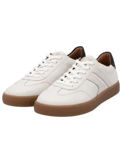 Leder-Sneakers in Weiß/ Schwarz