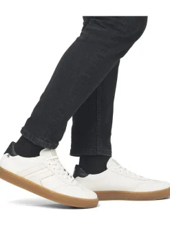 Leder-Sneakers in Weiß/ Schwarz