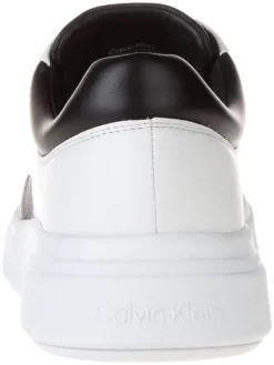 Leder-Sneakers in Weiß/ Schwarz