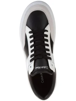 Leder-Sneakers in Weiß/ Schwarz