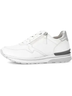 Leder-Sneakers in Weiß/ Silber