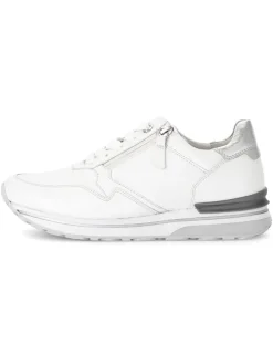 Leder-Sneakers in Weiß/ Silber