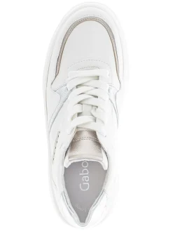 Leder-Sneakers in Weiß/ Silber