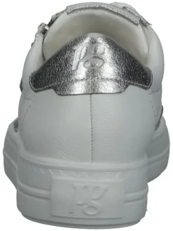 Leder-Sneakers in Weiß/ Silber