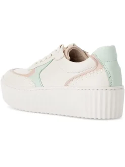 Leder-Sneakers in Weiß/ Türkis/ Rosa