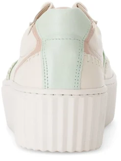 Leder-Sneakers in Weiß/ Türkis/ Rosa