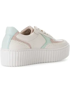 Leder-Sneakers in Weiß/ Türkis/ Rosa