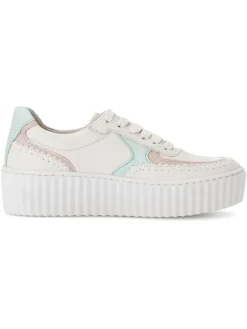 Leder-Sneakers in Weiß/ Türkis/ Rosa