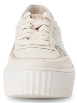 Leder-Sneakers in Weiß/ Türkis/ Rosa