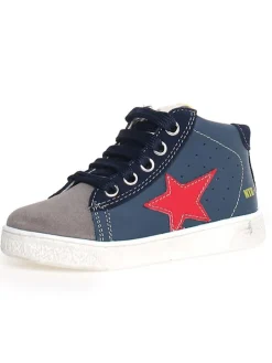 Leder-Sneakers "Pinn" in Dunkelblau