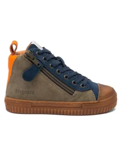 Leder-Sneakers "Ryan" in Khaki/ Blau
