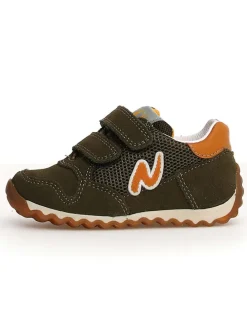 Leder-Sneakers "Sammy 2" in Khaki/ Orange