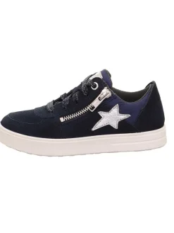 Leder-Sneakers "Stella" in Schwarz/ Dunkelblau