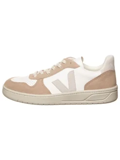 Leder-Sneakers "V 10" in Weiß/ Beige