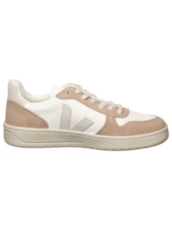 Leder-Sneakers "V 10" in Weiß/ Beige